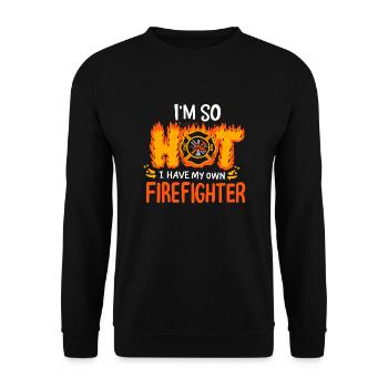 Lustiges Valentinsgeschenk Feuerwehrmann Frau Ich habe meine eigene - Unisex Pullover - Schwarz - Vorne - Alina (178cm) & Michal (187cm)