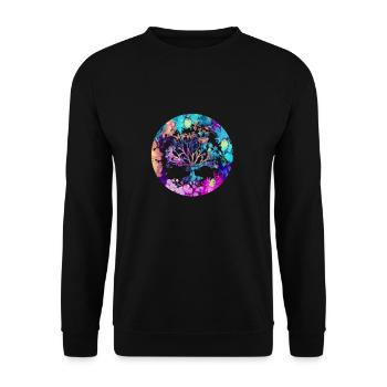 Baum des Lebens ,Lebensbaum,blumen,bunt - Unisex Pullover - Schwarz - Vorne - Alina (178cm) & Michal (187cm)