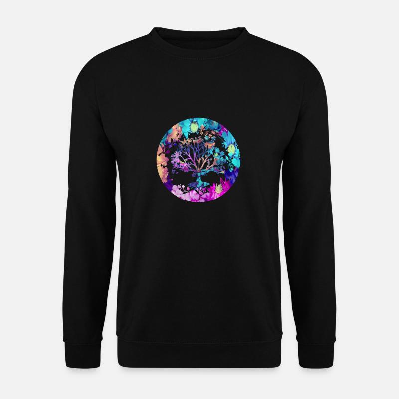 Baum des Lebens ,Lebensbaum,blumen,bunt - Unisex Pullover - Schwarz