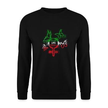 Femme Vie Liberté, Papillons,Iran,Graffiti - Sweat-shirt Unisexe - noir - Devant - Alina (178cm) & Michal (187cm)