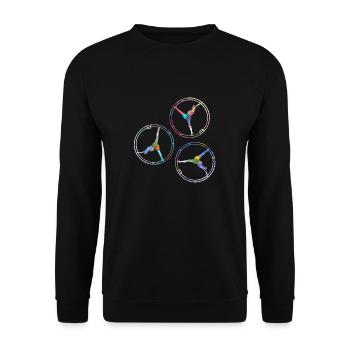 rhönrad,rad,tuniererin, sportlerin,bunt,graffiti - Unisex Pullover - Schwarz - Vorne - Alina (178cm) & Michal (187cm)