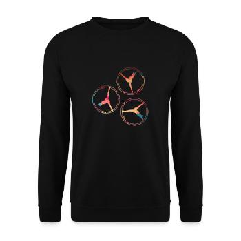 rhönrad,rad,tuniererin, sportlerin,bunt,graffiti - Unisex Pullover - Schwarz - Vorne - Alina (178cm) & Michal (187cm)