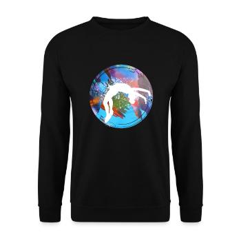 rhönrad,rad,tuniererin, sportlerin,bunt,graffiti - Unisex Pullover - Schwarz - Vorne - Alina (178cm) & Michal (187cm)