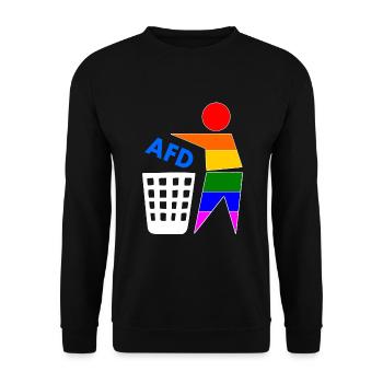 Fck afd - halte deine umwelt sauber - Unisex Pullover - Schwarz - Vorne - Alina (178cm) & Michal (187cm)