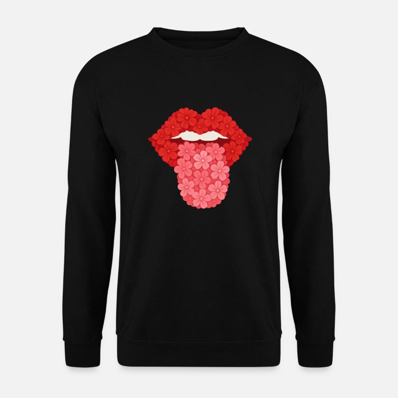 Blumige Lippen - Unisex Pullover - Schwarz