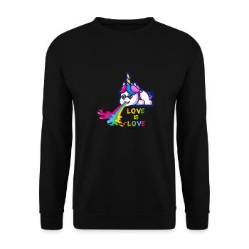 love is love,LGBT,Rainbow,Heart, unicorn - Unisex Sweatshirt - black - Front - Alina (178cm) & Michal (187cm)