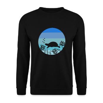 Zoo Animal Lovers Ocean Animal Retro Turtle - Unisex Sweatshirt - black - Front - Alina (178cm) & Michal (187cm)
