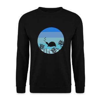 Animal Lovers Ocean Animal Gift Retro Turtle - Unisex Sweatshirt - black - Front - Alina (178cm) & Michal (187cm)
