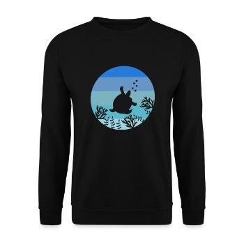 Underwater Ocean Animal Marine Animal Retro Turtle - Unisex Sweatshirt - black - Front - Alina (178cm) & Michal (187cm)