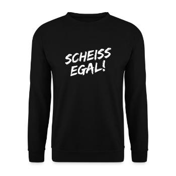 "Scheiss Egal!" - Weiße Pinselschrift - Unisex Pullover - Schwarz - Vorne - Alina (178cm) & Michal (187cm)