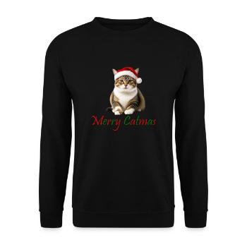 Joyeux Noël Catmas Design avec chat mignon - Sweat-shirt Unisexe - noir - Devant - Alina (178cm) & Michal (187cm)