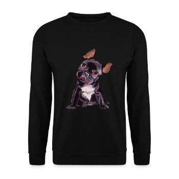 Sweet Français Bulldog, Le Génial - Sweat-shirt Unisexe - noir - Devant - Alina (178cm) & Michal (187cm)