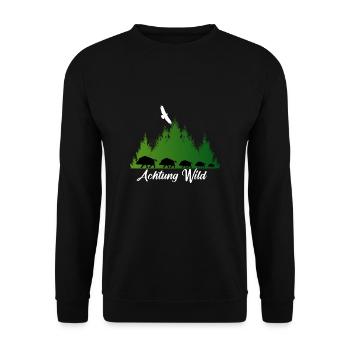 Attention jeu, pourriture, forêt, nature, aigles, sangliers - Sweat-shirt Unisexe - noir - Devant - Alina (178cm) & Michal (187cm)