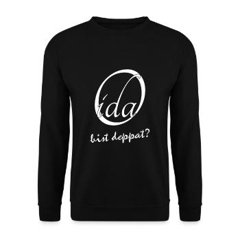 Oida bist deppat? - Unisex Pullover - Schwarz - Vorne - Alina (178cm) & Michal (187cm)
