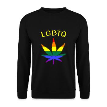 Pride, LGBTQ, LGBT, Schwul, Ganja - Unisex Pullover - Schwarz - Vorne - Alina (178cm) & Michal (187cm)