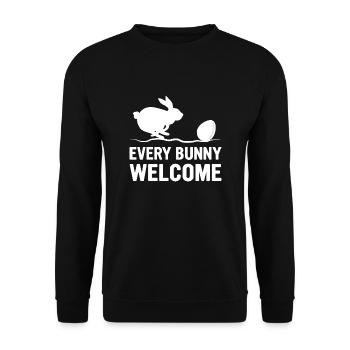 Every Welcome Easter Day Egg Hunt Animal Lover - Unisex Sweatshirt - black - Front - Alina (178cm) & Michal (187cm)