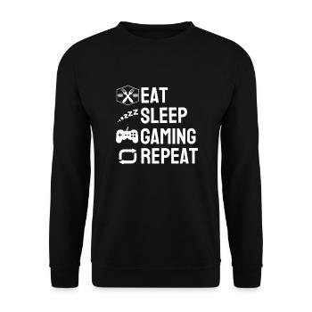 Food Sleep Gaming Répéter Fun Gamer - Sweat-shirt Unisexe - noir - Devant - Alina (178cm) & Michal (187cm)