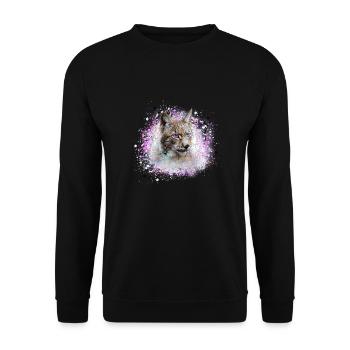 lynx,cat,pink,painting,watercolor,pink - Unisex Sweatshirt - black - Front - Alina (178cm) & Michal (187cm)
