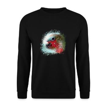 Papagei, ara, aquarell vogel, graffiti,bunt - Unisex Pullover - Schwarz - Vorne - Alina (178cm) & Michal (187cm)
