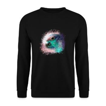 parrot, macaw, watercolor bird, graffiti,colorful - Unisex Sweatshirt - black - Front - Alina (178cm) & Michal (187cm)