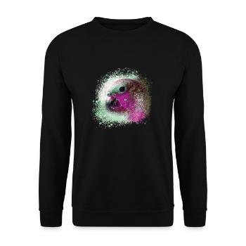 Papagei, ara, aquarell vogel, graffiti,bunt - Unisex Pullover - Schwarz - Vorne - Alina (178cm) & Michal (187cm)