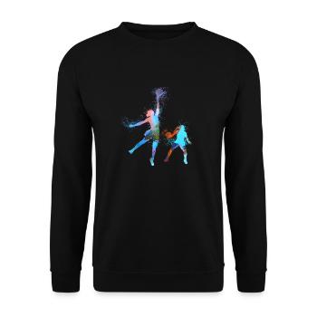 Handball, handballer, basketball,graffiti - Unisex Sweatshirt - black - Front - Alina (178cm) & Michal (187cm)