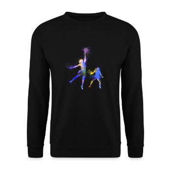 basketballerin,basketball,Graffiti - Unisex Pullover - Schwarz - Vorne - Alina (178cm) & Michal (187cm)