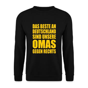 beste an deutschland sind unsere omas gegen rechts - Unisex Pullover - Schwarz - Vorne - Alina (178cm) & Michal (187cm)