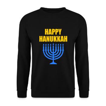 HAPPY HANUKKAH - Sweat-shirt Unisexe - noir - Devant - Alina (178cm) & Michal (187cm)