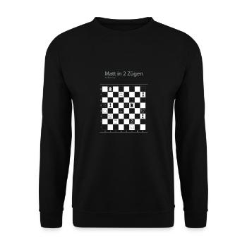 Schach Schachproblem Matt in 2 Zügen Geschenkidee - Unisex Pullover - Schwarz - Vorne - Alina (178cm) & Michal (187cm)