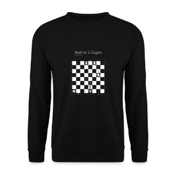 Schach Schachproblem Matt in 2 Zügen Geschenkidee - Unisex Pullover - Schwarz - Vorne - Alina (178cm) & Michal (187cm)