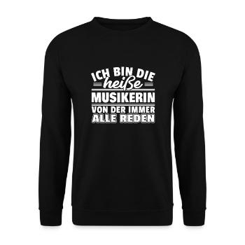 Heiße Musikerin - Unisex Pullover - Schwarz - Vorne - Alina (178cm) & Michal (187cm)
