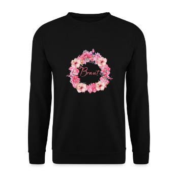 braut,blumen,blumenkranz,floral,magnolien - Unisex Pullover - Schwarz - Vorne - Alina (178cm) & Michal (187cm)
