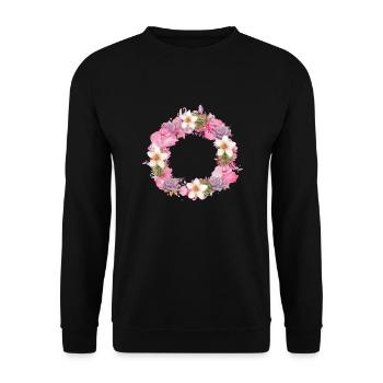 empty,flowers,flower wreath,floral,watercolor - Unisex Sweatshirt - black - Front - Alina (178cm) & Michal (187cm)