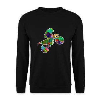 motorrad, motorcycle, biker, graffiti, malerei - Unisex Pullover - Schwarz - Vorne - Alina (178cm) & Michal (187cm)