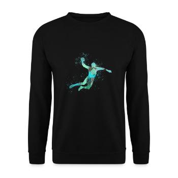 Handball, handballer, Beachhandball,Graffiti - Unisex Pullover - Schwarz - Vorne - Alina (178cm) & Michal (187cm)