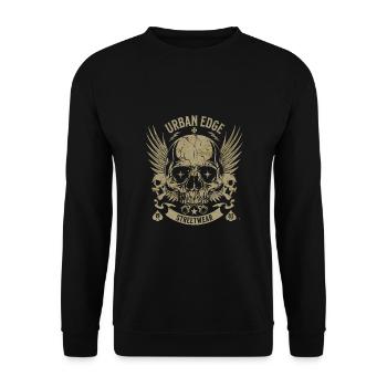Urban Edge Streetwear - Unisex Pullover - Schwarz - Vorne - Alina (178cm) & Michal (187cm)