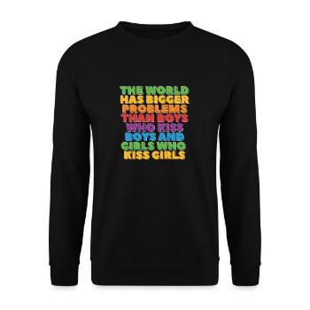 Gay Pride Lesbian LGBT Rainbow Bigger problems - Unisex Sweatshirt - black - Front - Alina (178cm) & Michal (187cm)