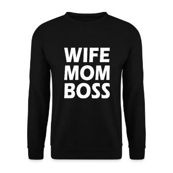 Wife mom boss - Sweat-shirt Unisexe - noir - Devant - Alina (178cm) & Michal (187cm)