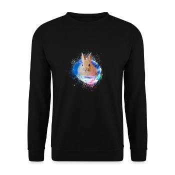 kaninchen ,hase, aquarell, Graffiti, Malerei,bunt - Unisex Pullover - Schwarz - Vorne - Alina (178cm) & Michal (187cm)
