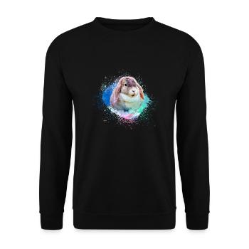kaninchen ,hase, aquarell, Graffiti, Malerei,bunt - Unisex Pullover - Schwarz - Vorne - Alina (178cm) & Michal (187cm)