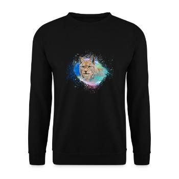 luchs,katze,malerei,aquarell,malerei - Unisex Pullover - Schwarz - Vorne - Alina (178cm) & Michal (187cm)