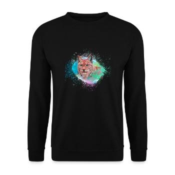 luchs,katze,malerei,aquarell,malerei - Unisex Pullover - Schwarz - Vorne - Alina (178cm) & Michal (187cm)