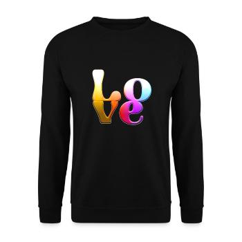 lgbt,love,schrift,chrom,bunt,liebe,gold - Unisex Pullover - Schwarz - Vorne - Alina (178cm) & Michal (187cm)