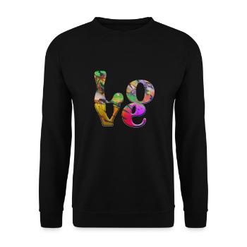 Graffiti,love,schrift,chrom,bunt,liebe,bunt - Unisex Pullover - Schwarz - Vorne - Alina (178cm) & Michal (187cm)