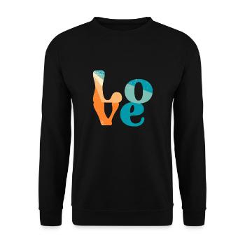 schrift,retro,bunt,typo,abstrakt,bunt - Unisex Pullover - Schwarz - Vorne - Alina (178cm) & Michal (187cm)