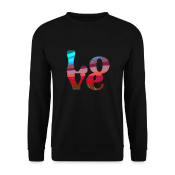 schrift,retro,bunt,typo,abstrakt,bunt - Unisex Pullover - Schwarz - Vorne - Alina (178cm) & Michal (187cm)