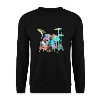 schlagzeug,graffiti,bunt,Malerei - Unisex Pullover - Schwarz - Vorne - Alina (178cm) & Michal (187cm)