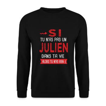 Julien Si tu n as pas un julien Cadeau Humour - Sweat-shirt Unisexe - noir - Devant - Alina (178cm) & Michal (187cm)