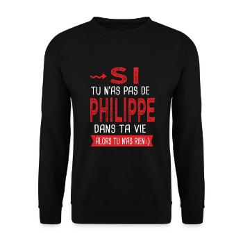 Philippe Si tu n as pas un bruno Cadeau Philippe - Sweat-shirt Unisexe - noir - Devant - Alina (178cm) & Michal (187cm)